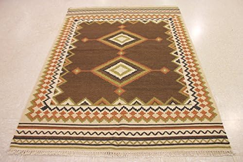 Hand Knotted Area Rugs Anatolian Tribal Flat Weave Wool Brown 5 X 8 Carpet