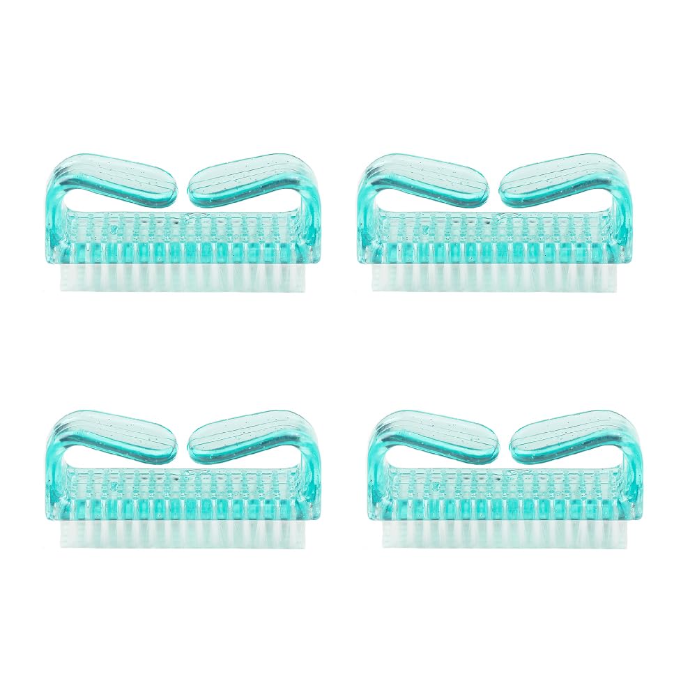 4 Pcs Nail Clean Brush, Plastic Handle Scrubbing Cleaning Brush Fingernail Brushes, Nail Manicure Dust Brush for DIY Home & Salon Use (Green)