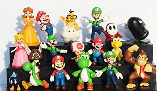 18pcs/set Super Mario Bros yoshi dinosaur Peach toad Goomba PVC Action Figures toy