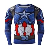 Red Plume Men's Compression Sports Shirt Cool Captain US Running Long Sleeve Tee (L, Captain)