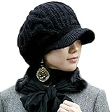 SIGGI 100% Merino Wool Newsboy Cap Winter Hat Visor Beret Cold Weather Knitted