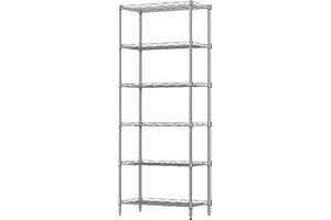 SINGAYE 6-Shelf Wire Shelving Unit, Adjustable Metal Shelves, Standing Shelf, 21.25" W X 11.41D X 69 "H (Silver)