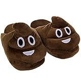 Emoji House Slippers Funny Soft Plush For Kids Bedroom Smiley Poop  Girls S: Fits sizes 13-1