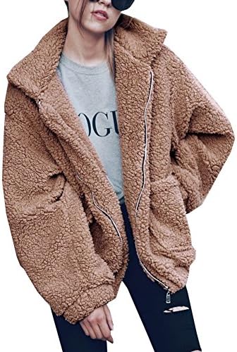 Lifeshe Women's Warm Faux Fur Oversized Coat Fluffy Outwear Jackets (Khaki, S)