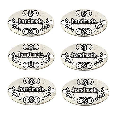 ZHU YU CHUN 50 Pcs Metal Handmade Tag Signs, Fashionable Jewelry Making Charms Findings, Antique Silver
