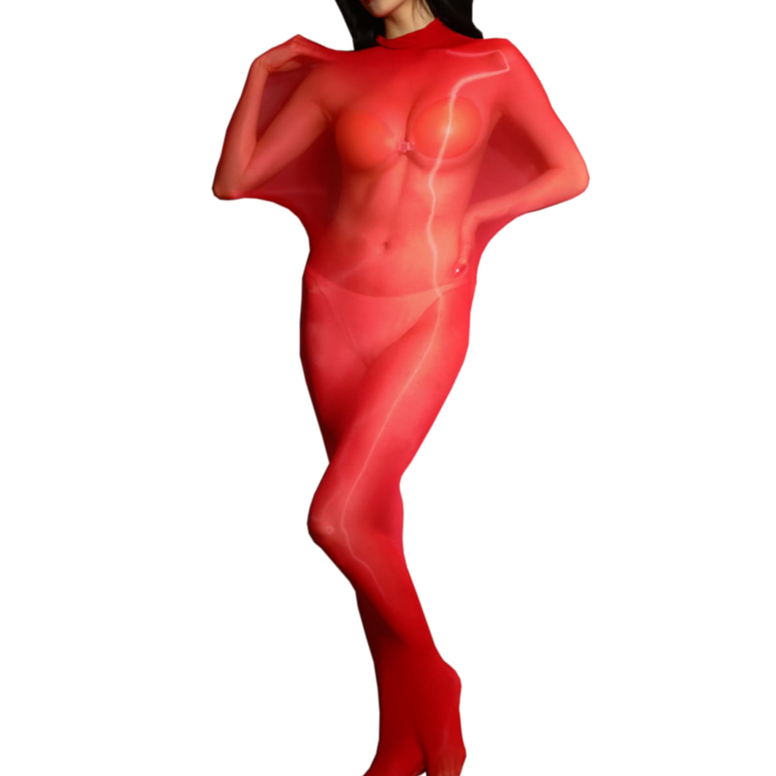 RUIBAVYA Body Stockings Full Body For Women Sheer Bodystocking Oily Shiny Tights Glossy Stocking