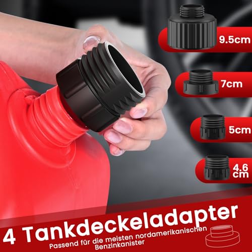Fuel Transfer Pump with Auto Stop Sensor, Electric Petrol Pump with 4 Size Adapter, Multifunctional Diesel Pump Fuel Pump for Canister Petrol, Oil, Tractor, Generator, Lawn Mower - Red