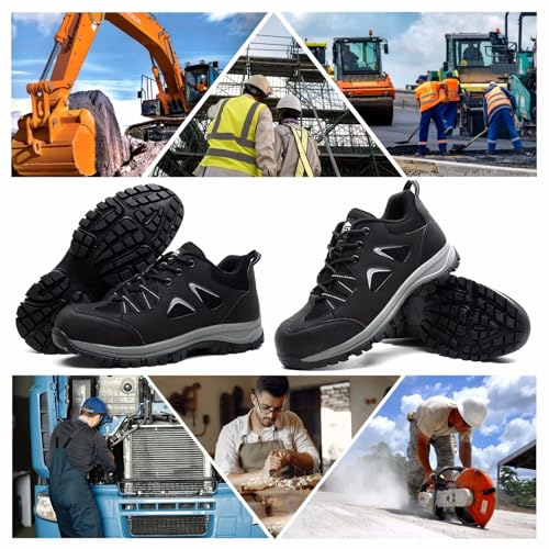 Safety Shoes Men Women Work Shoes Lightweight Non-Slip Safety Sneakers with Steel Toe
