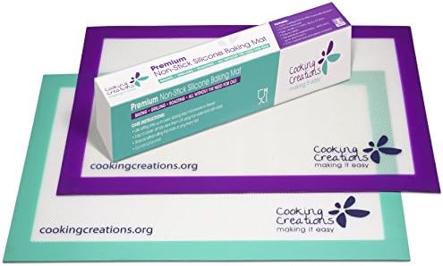 Baking Mat Non Stick Silicone Set in Purple and Aqua By Cooking Creations 11 X 16 5/8 Cooking Sheets