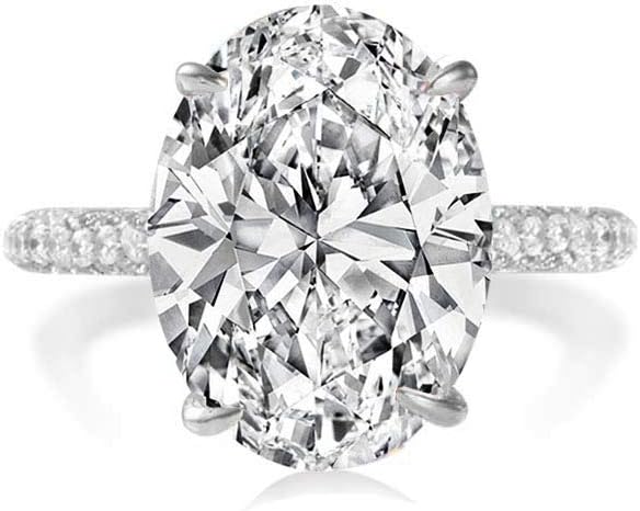 LESFD Oval Cut 5ct Solitaire Cubic Zirconia Engagement Rings