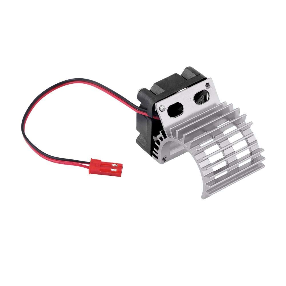 RC Motor Heat Sink with Cooling Fan, RC Heat Sink Cooling Fan for 1/10 Scale Electric RC Car 380/390 Motor Upgrade Part Accessory(Silver)