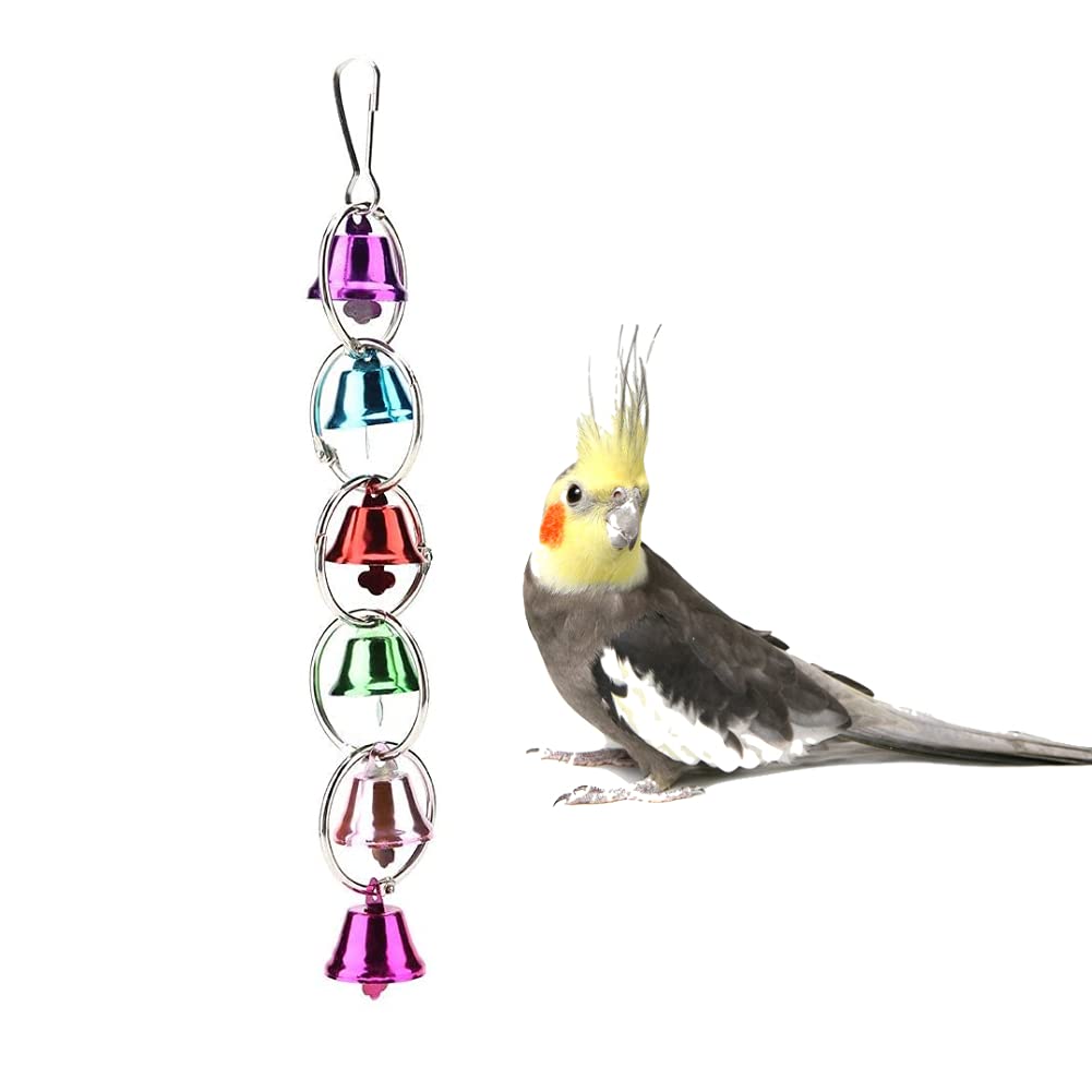 Colorful Ringer Bells Swing Bird Toy for Budgies, Parakeets, African Greys, Conures, Cockatiels, Love Birds, Finch