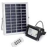 LINEWAY Remote Control Solar Flood Light LED Outdoor Waterproof Dimmable 10W 450 Lumen Solar Powered Floodlight for Garden/Yard/Patio/Swimming Pool/Barbeque/Party Lighting