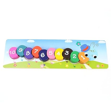 VIPECO Durable Wooden Caterpillars Number String Puzzle? Set Beads Building Block Kids Toy Material: Wood