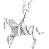 Origami Horse Necklace in Sterling Silver with 16 Inch Chain