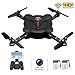 RC Quadcopter Drone with 2.0MP HD Camera Live Video and 2 Batteries Flexible Foldable Aerofoils Headless Mode One Key Return Altitude Hold 3D Flips 2.4G 4CH 6-Axis Gyro Gravity Sensor Helicopter