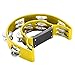 Flexzion Tambourine Metal Half Moon Musical Instruments Double Row Metal Jingles Hand Held Instruments Percussion with Ergonomic Handle Grip, Tambourines for Adults Church, Yellow