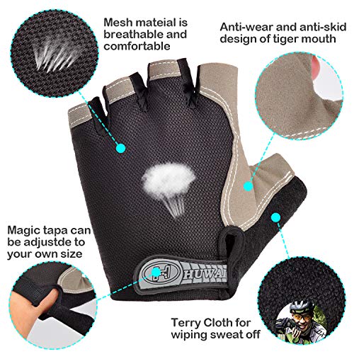 BOBILIFE Bike Cycling Gloves - Bicycle Motorcycle Riding Anti-Slip Breathable Shockproof Outdoor Sports Half Finger Gloves (M, Upgrade)