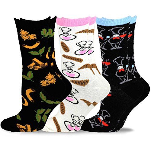 TeeHee Women's Foods Crew Socks 3-Pack (Chef and Pasta Noodle) - Thumbnail 4