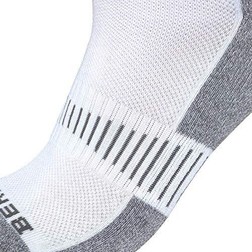 BERING Men's Performance Athletic Ankle Running Socks, White, Size 912