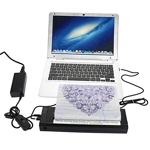 Tattoo Thermal Printer, 2 Type Portable Professional Tattoo Transfer Copier Tattoo Stencil Transfer Machine Thermal Tattoo Kit for Temporary and Permanent Tattoos(Us) - Thumbnail 5
