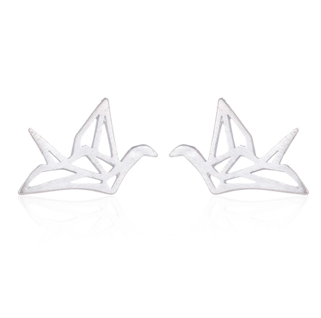 Iszie Jewellery Sterling Silver Paper Crane Origami Chain Necklace, Fashion Origami Jewellery (Earrings)