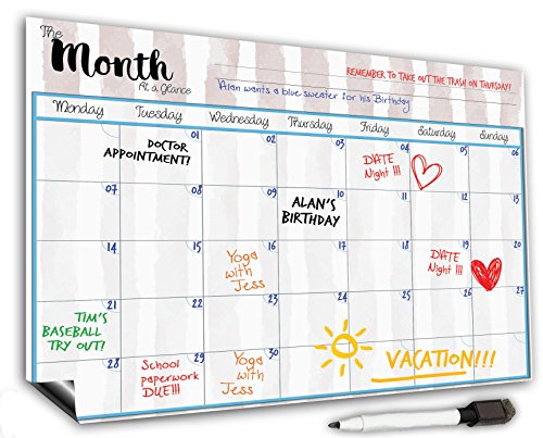 MagnetMate Premium Magnetic Dry Erase Calendar for Fridge | Large 16x12 Monthly Whiteboard Planner & Organizer for Kitchen Refrigerator | FREE Black Magnet Marker | Family To Do List Section