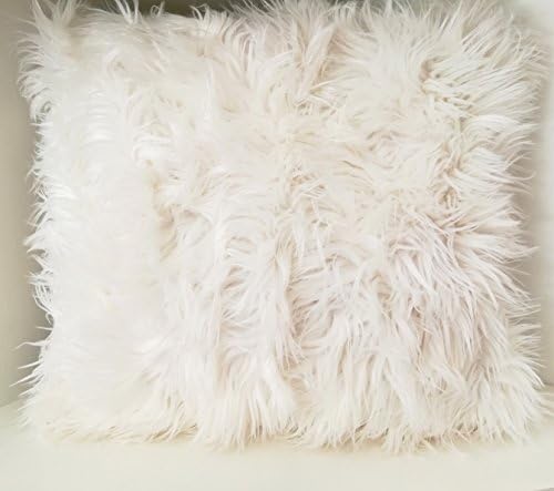 Euphoney Home Decorative Fur Cushion Cover 18" x 18" 45cm x 45cm, Square Pillow Cover for Living Room,Bedroom,Luxury, New Style, Like Real Fur, White, Navy, Brown, Grey,Throw (18x18inch, White)