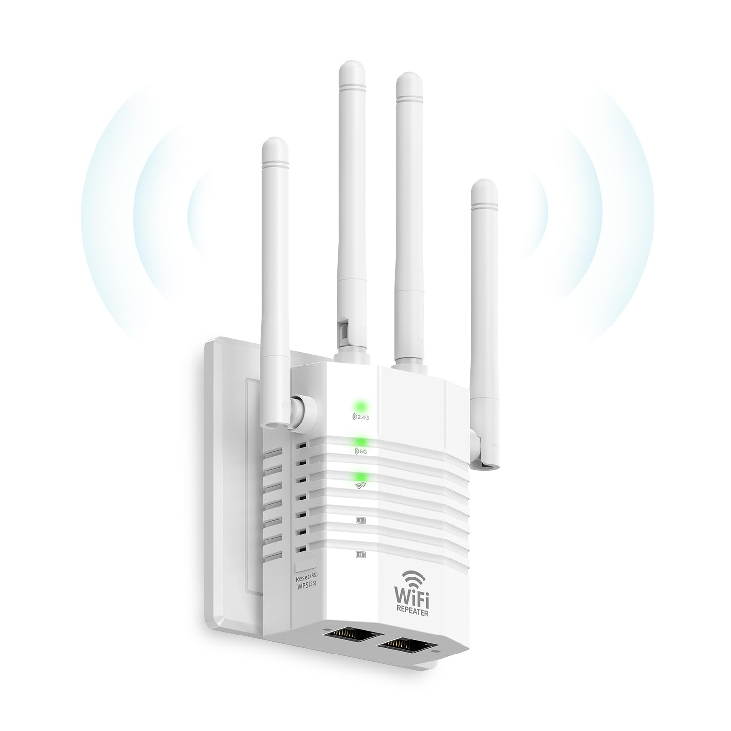 Photo 1 of AOOEPU 1200Mbps Dual - Band WiFi Extender Signal Booster, WiFi Extender with 4 Antennas, WiFi Booster Covers Up to 12880 Sq.ft & 105 Devices, WiFi Repeater with Wall - Plug Signal Booster for Home