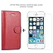 iPhone 5/5S/SE Case, TUCCH Leather Wallet Case, Premium [Slim Fit] [Wrist Strap]Flip Book Case Cover with Stand & Credit Card Compartments [Magnetic Clasp] for iPhone SE and iPhone 5/5S, Red