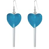 Transparent Heart Shape Lollipop Earrings Cute Candy Dangle for Women Resin Heart 80s 90s Earrings Valentines Day Statement