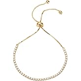PAVOI 14K Gold Plated Cubic Zirconia Classic Tennis Bracelet for Women | Adjustable Slider