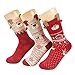 Women's Christmas Holiday Cotton Soft Casual Warm Socks (3 Pairs) Multicolor