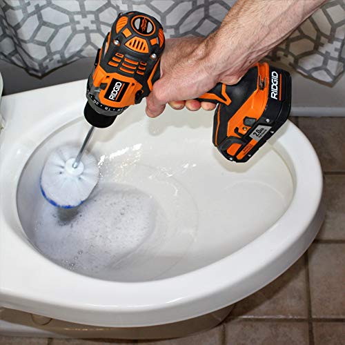 RotoScrub Bathroom Cleaning Scrub Pads + Corners and Edges Brush - Drill Accessory Combo Kit