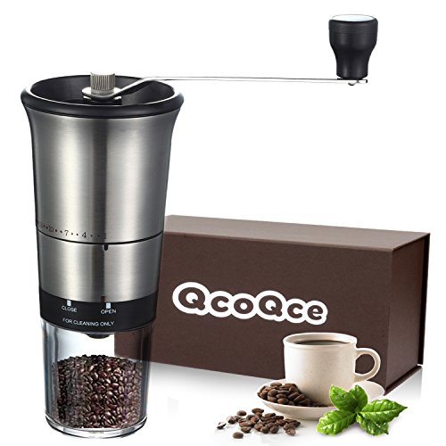 QcoQce Manual Coffee Grinder - Adjustable Hand Grinder - Ceramic Conical Burr Mill - Mini Portable Home Kitchen Travel Coffee Bean Grinder / Coffee Mill - Perfect Gift for Every Coffee Lover - Thumbnail 7