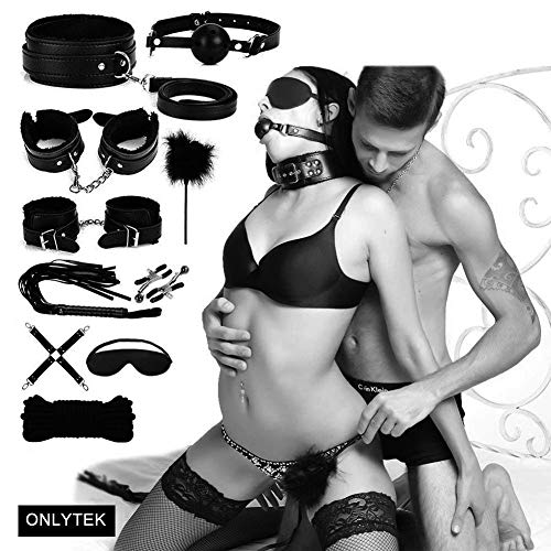 ONLYTEK Restraints for Sex, 10 PCS BDSM Toys Leather Furry Bondage Sets Restraint Kits Fetish Bed Restraint Sex Toys for Couples Bondage Collection