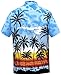 LA LEELA Hawaiian Shirt For Men Short Sleeve Front-Pocket Beach Palm Trees