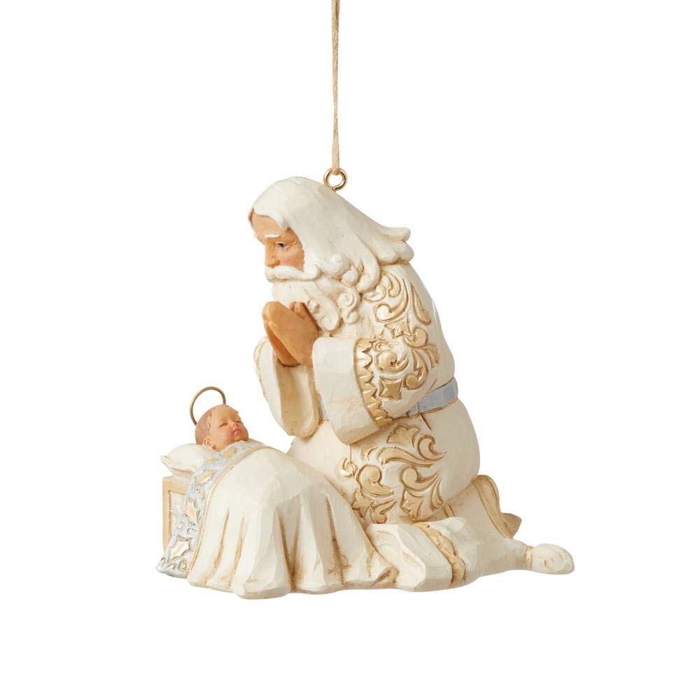 Enesco Jim Shore Heartwood Creek Holiday Santa with Baby Jesus Hanging Ornament
