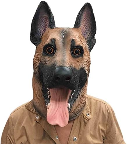 yisige Dog Head Latex Mask Full Face Adult Mask Dog Mask German Shepherd Breathable Halloween Masquerade Fancy