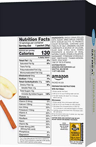 AMAZON GROCERY, APPLE & CINNAMON INSTANT OATMEAL, 1.23 OZ, 10 CT