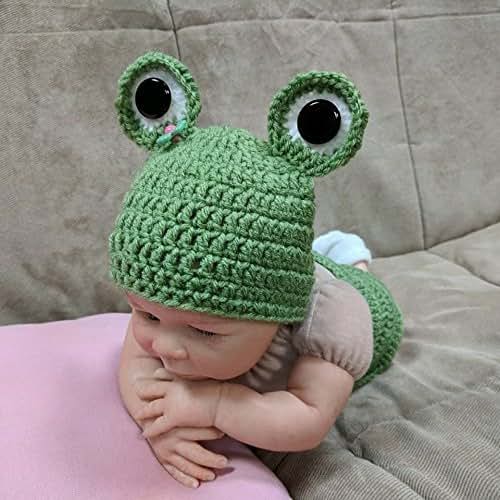 Crochet Newborn Frog Outfit, Baby Photo Props, Newborn