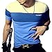 8sanlione Mens Casual Cotton Fitted Short-Sleeve/Long Sleeve Contrast Color T-Shirt(Medium,S_Blue)