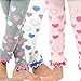 TeeHee Kids Girls Leggings with Ruffle Bottom 3 Pair Pack (3-5Y, Hearts)