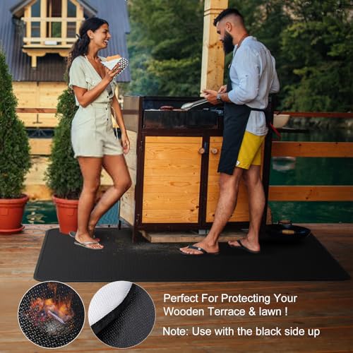 150 x 100cm Outdoor BBQ Mats Indoor Fireplace Mats Fire Pit Mats Waterproof Oil Resistant BBQ Protection for Patios and Decks