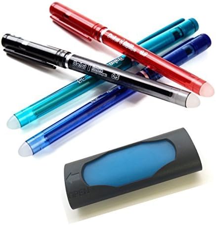 Delat Erasable Ballpoint Pen 0.5mm (4 Colors, 4 Colors Set &amp; Light Blue Eraser)
