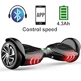 TOMOLOO Self-Balancing Scooter UL2272 Certified 6.5” Wheel Hoverboard with RGB Lights Bluetooth Speaker Customizable App (Black)