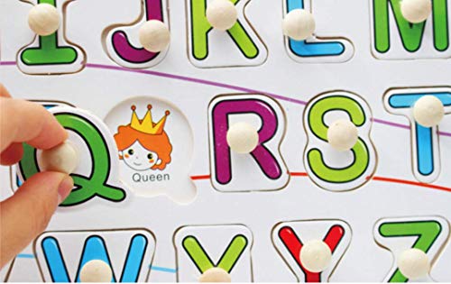 Wooden Puzzles Alphabet Educational Toys- 4 Piece Puzzle Set for Kids - Shape Board Puzzles for Toddler Ages 3+ SuperLi