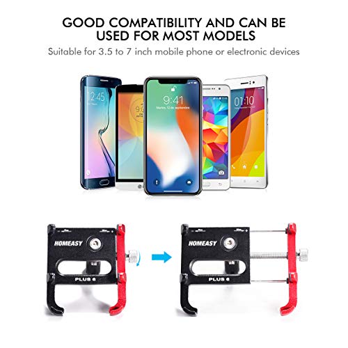 HOMEASY Universal Bike Phone Mount Motorcycle Handlebar Cellphone Bicycle Holder Adjustable, Fits iPhone X, XR, 8 | 8 Plus, 7 | 7 Plus, Galaxy S9, S8, Holds Phones from 3.5-7" Wide【Fall Prevention】