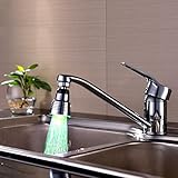 Fitiger Temperature Control 3 Color Changing LED Faucet Tap Water Faucet FI-B10,Rotate 360 Degrees Heat Discoloration Circular Faucet Water Mouth for Bathroom or Kitchen