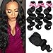 Free Queen 8A Brazilian Virgin Hair 3 Bundles with Closure Body Wave 100% Unprocessed Human Hair Weave With Lace Closure (16
